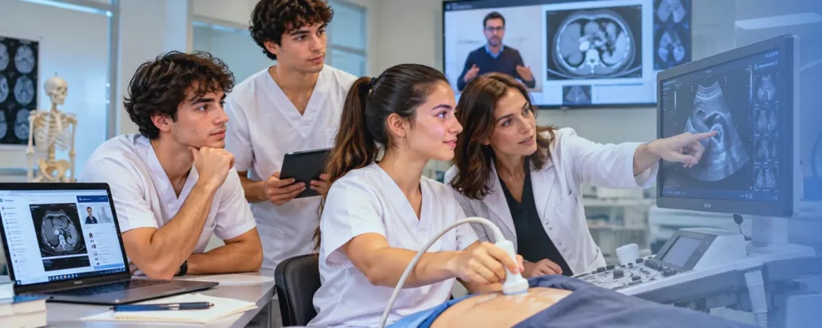 Imagen Modalidad Presencial con Alumnos y Profesora de FP Técnico Superior en Imagen para el Diagnóstico y Medicina Nuclear