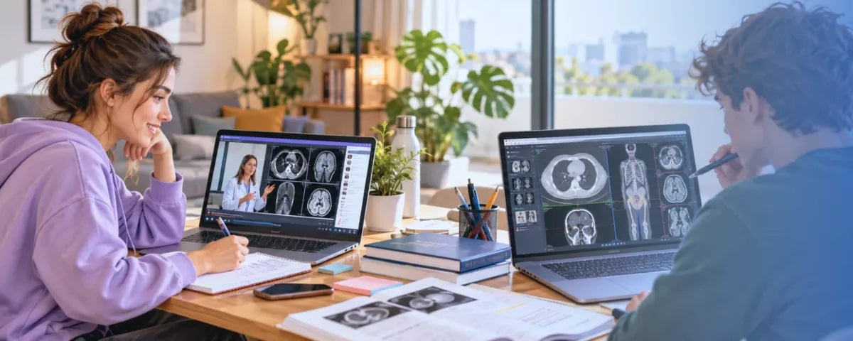 Imagen Modalidad Online con Alumnos y Profesora de FP Técnico Superior en Imagen para el Diagnóstico y Medicina Nuclear